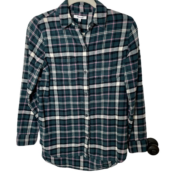 Madewell Classic Ex-Boyfriend Baywood Plaid Flannel Button Down Shirt XS - Picture 2 of 4
